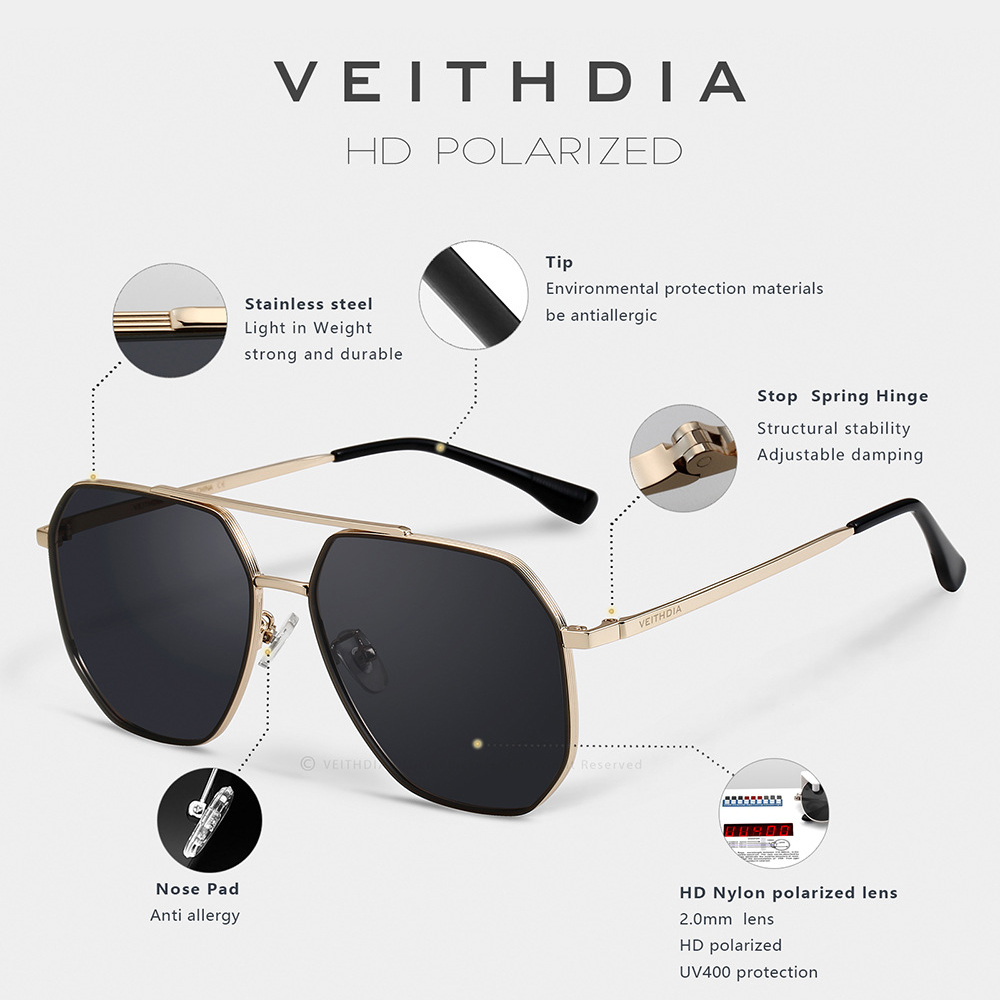 VEITHDIA 남성용 나일론 소재 선글라스, 사각형  - Sunglasses Aviator Polarized 리뷰 및 가격