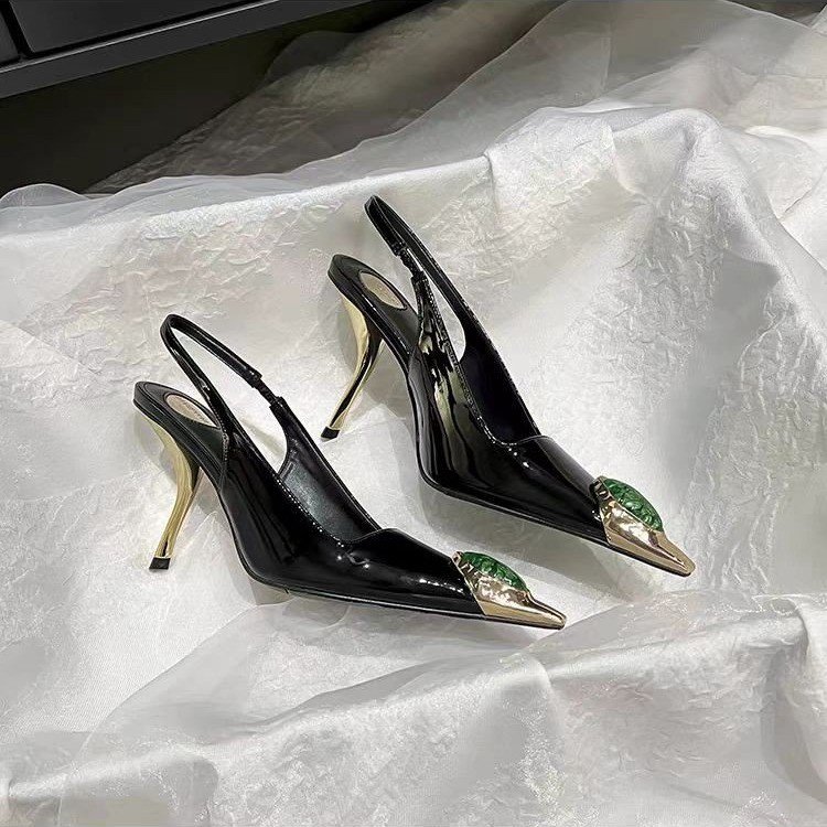 스타 스타일 보석 장식 메탈 토 페이턴트 가죽 여성 펌 - Casual Sandal Leather 리뷰 및 가격