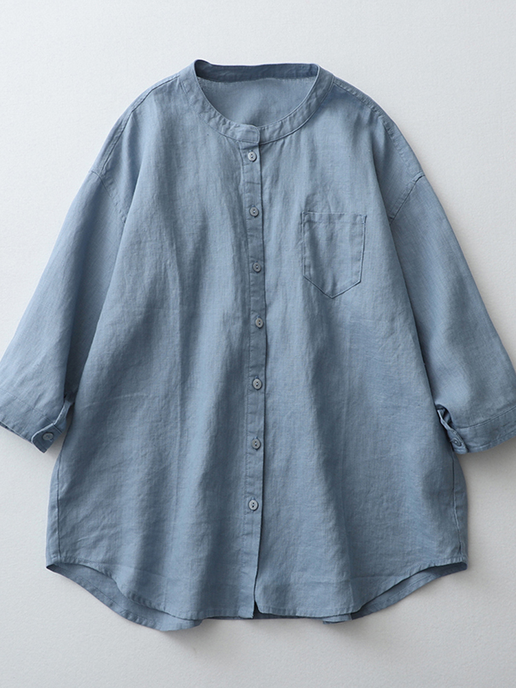 캐주얼 루즈핏 린넨 코튼 혼방 여성 셔츠 얇은 7부 소 - Linen Shirt Breathable 리뷰 및 가격