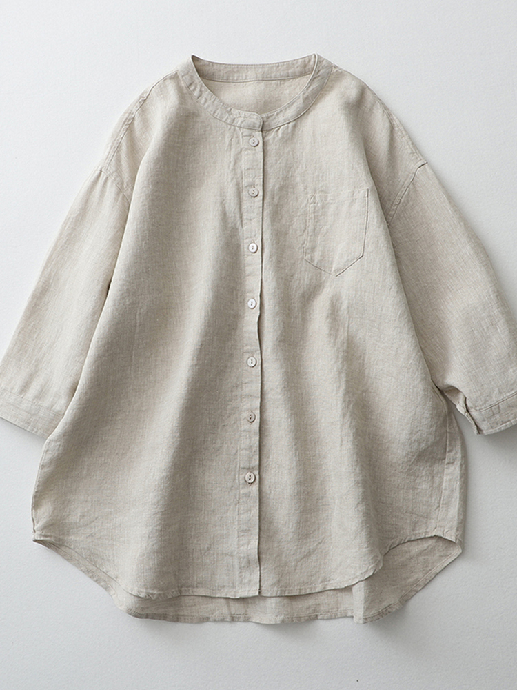 캐주얼 루즈핏 린넨 코튼 혼방 여성 셔츠 얇은 7부 소 - Linen Shirt Breathable 리뷰 및 가격